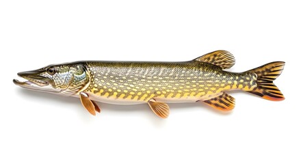 Northern Pike Fish Isolated on White Background