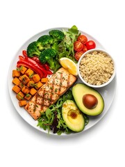 Grilled Salmon and Fresh Vegetables Plated for a Balanced Diet Overview