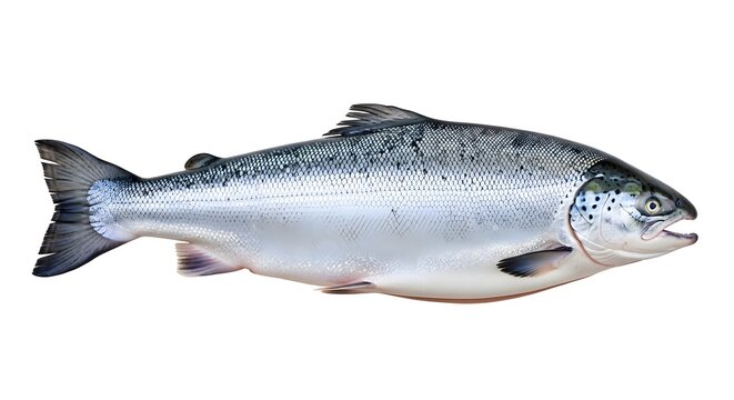 Silver Salmon Fish Isolated on White Background