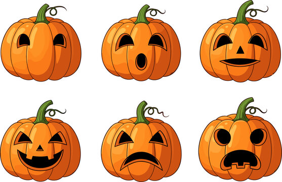 Whimsical Jack-o-Lantern Vector Illustrations