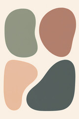 Fototapeta premium Abstract minimalist art with organic fluid shapes in earthy tones, modern scandinavian style geometric pattern for wall art and decor.