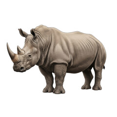 Obraz premium Majestic rhino standing alone isolated on transparent background