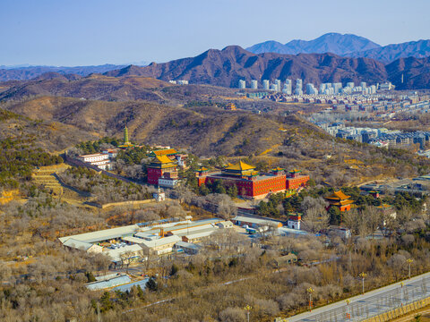 The beautiful winter scenery of the Mountain Resort and the Eight Outer Temples in Chengde, China.