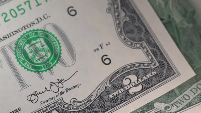 Abstract Macro Pattern of Green Ink and Paper Grain on US Money