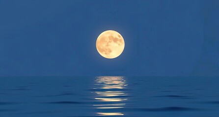 full moon over water. full, moonlight sea blue  fantasy 