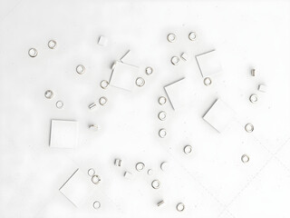 A white background with many small white circles scattered around it