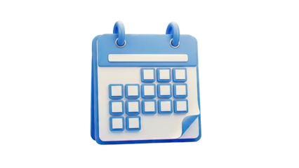 3D Blue Calendar Icon with Blank Dates