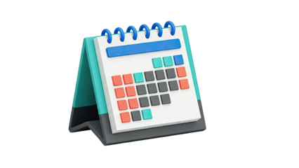 3D Desk Calendar with Colorful Blocks