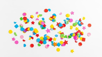 Scattered Colorful Confetti and Star Shapes for Festive Celebrations