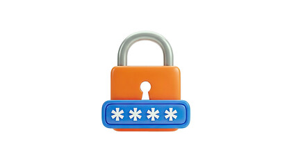 3D Icon of a Padlock with Password Input