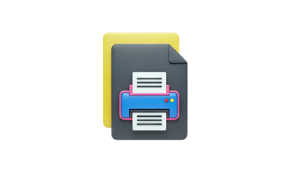 3D Icon of a Printer and Document