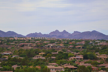 Fototapeta premium Desert Suburb with Mountain Range