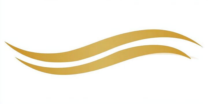 Elegant Golden Parallel Waves Abstract Graphic Element on White Background.