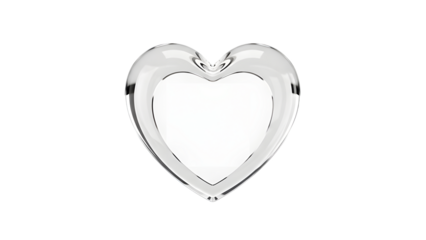 Elegant double glass heart frame with hollow center isolated on transparency