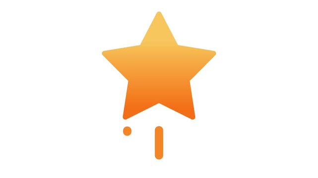 Golden yellow star icon rising upwards with motion trails on white background representing top performance, five star rating, high quality service, stellar achievement, and success goals