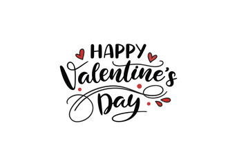 Happy valentine's day message in elegant script and bold font with hearts
