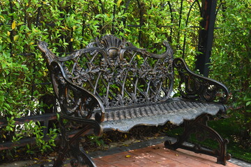 vintage metal chair in the garden