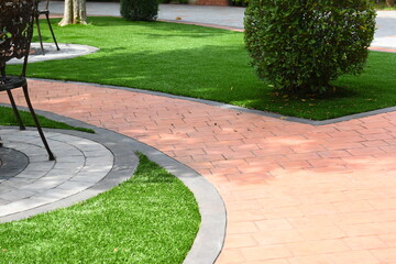 brick path in the garden, exterior design
