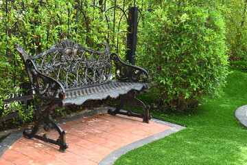 vintage metal chair in the garden