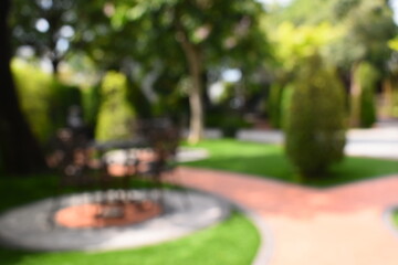 abstract blur garden in the morning, exterior garden design