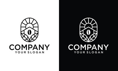 Creative Coffee House Logo, Coffee Bean Premium Logo On Dark Back