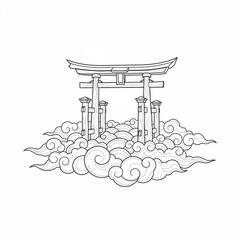 Ethereal Gateway to Spiritual Enlightenment Surrounded by Tranquil Cloud Formations