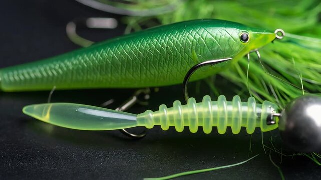 自然に溶け込む配色のワーム釣り具が実釣を意識させるリアルな質感