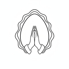 Graceful hands in a respectful gesture of devotion or welcome inside a delicate frame