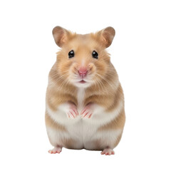 Curious hamster looking directly at camera isolated on transparent background