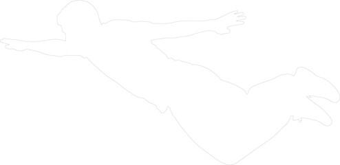 Vector Outline of Skydiver in Freefall Pose Arms Spread Action Extreme Sport Graphic Resource © Kafi