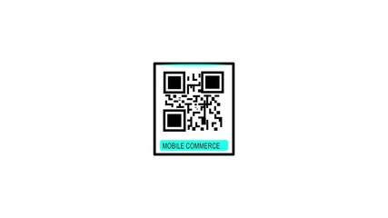 Mobile Commerce QR Code with Smartphone. Scan QR code barcode Mobile Commerce animation, cashless technology concept for white background .Animation video.. - Powered by Adobe