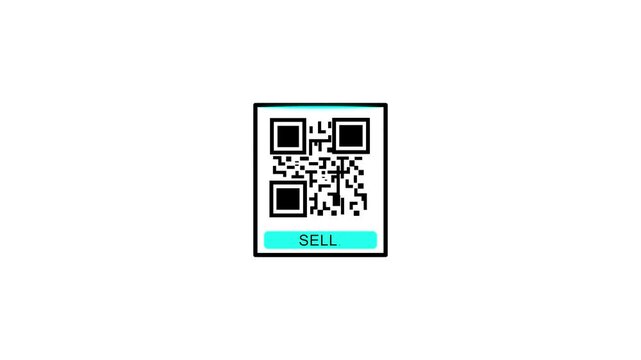 QR code Sell Scanning QR Code with Smartphone. Scan QR code barcode Buy Now animation . QR code QR code Sell ,cashless technology concept for white background.Animation video..