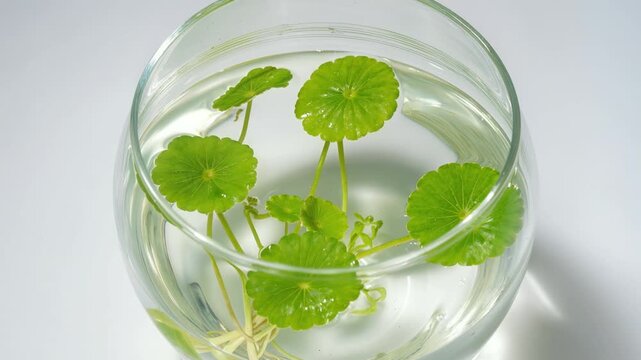 Centella asiatica extract in water for soothing skincare concept