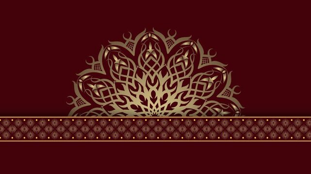 Elegant Mandala Design on Deep Red Background with Ornate Border.