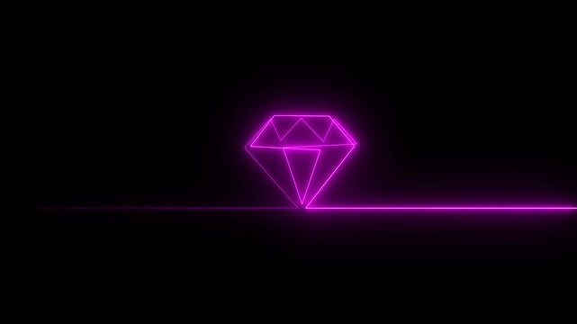 Abstract glowing of Diamond pink color. Crystal jewel stone symbol for neon icon animation with back background. platform animation.Technology..