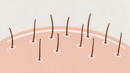 Abstract Hair Growth Illustration, Hair Follicles and Scalp Structure Concept