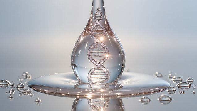 Pdrn dna serum drop with molecular helix for advanced skincare and regeneration