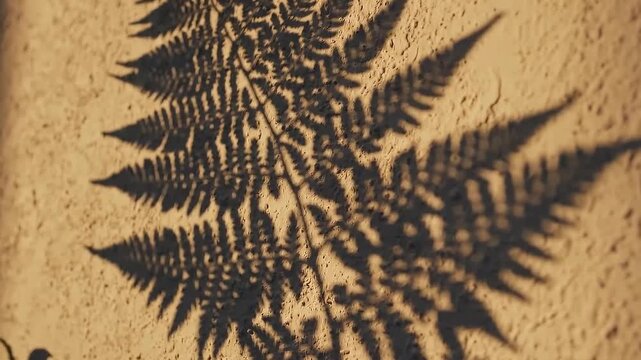 Shadow of fern leaves on wall