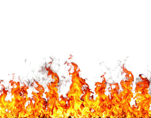 Glowing flames in shades of orange and yellow against a pure black backdrop