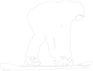 Obraz premium Snowboarder Line Art Outline Vector Illustration Winter Sport Athlete Silhouette