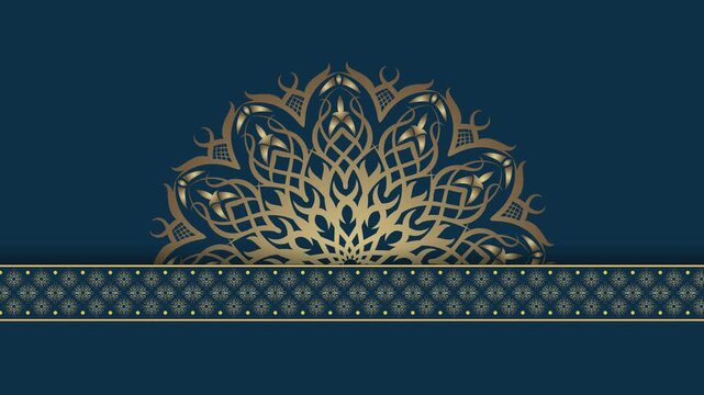 Elegant Mandala Design with Decorative Border on Deep Teal Background.