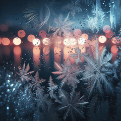 凍った水滴と輝く光の競演