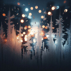 雪の結晶と光が織りなす冬の夜