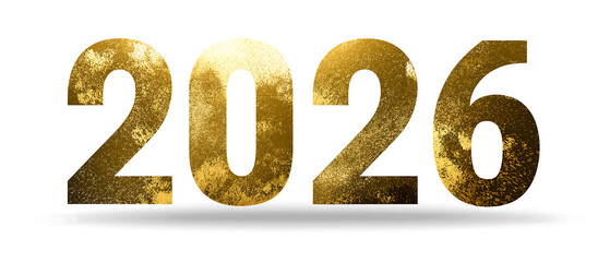A large gold 2026 number on a white background for business or celebration use