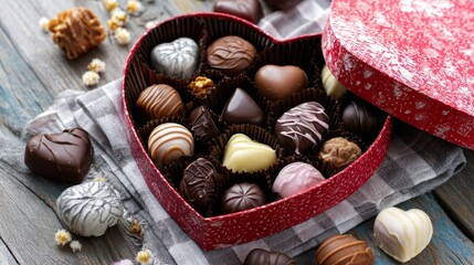heart box with Valentine chocolates