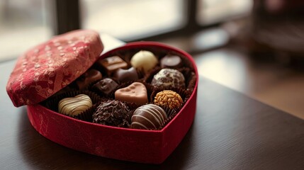 heart box with Valentine chocolates