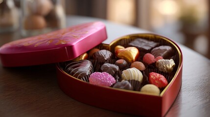 heart box with Valentine chocolates