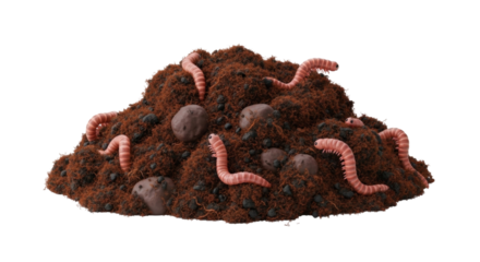 Worms in soil transparent background cutout png
