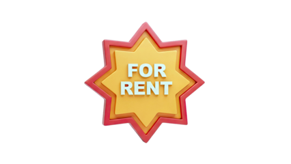 3D "For Rent" Star Badge