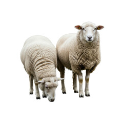 Obraz premium Two sheep standing together isolated on transparent background